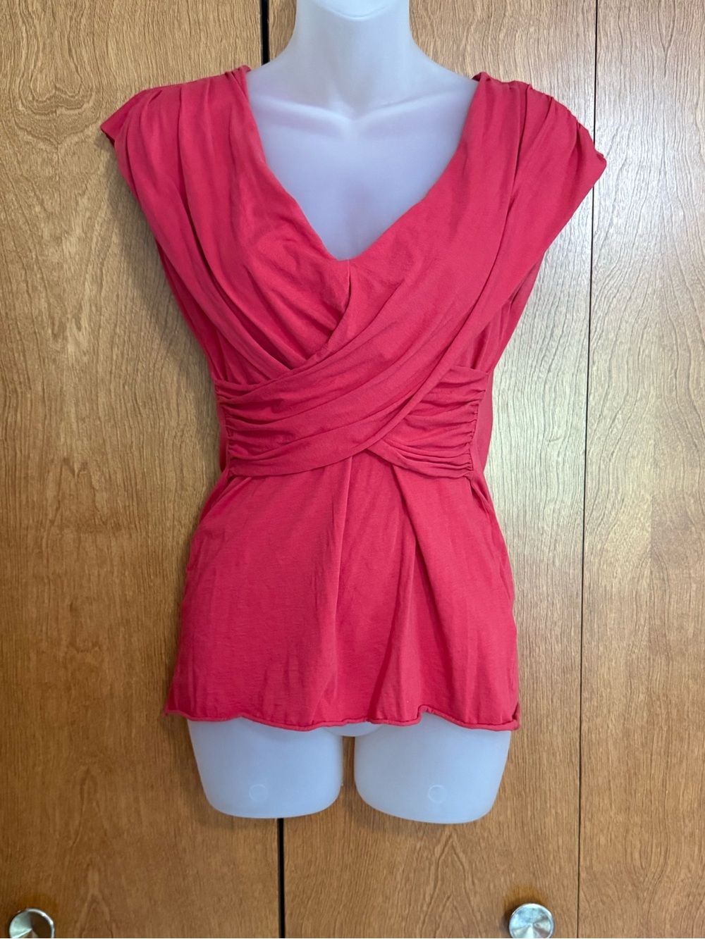 Anthropology Red Surplice Twist Front Top Medium